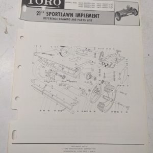 Toro Parts List Manual Reference Drawing 21” Sportlawn Implement 10413 10423