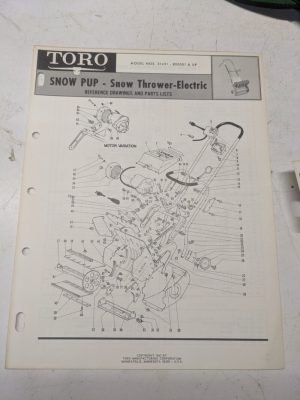 Toro Parts Catalog List Book Manual Reference Drawing Snow Pup Electric 31451