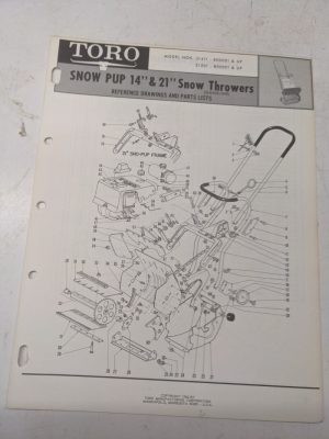 Toro Parts Catalog List Manual Reference Drawing Snow Pup Thrower 31411 31501