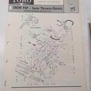 Toro Parts Catalog List Book Manual Reference Drawing Snow Pup Electric 31451 67