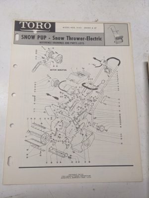 Toro Parts Catalog List Book Manual Reference Drawing Snow Pup Electric 31451 67