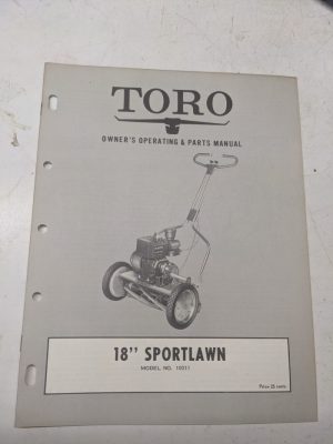 Toro Parts Catalog List Book Manual Owner Operating 18” Sportlawn 10011