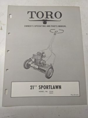 Toro Parts Catalog List Book Manual Owner Operating 21” Sportlawn 10330 10331