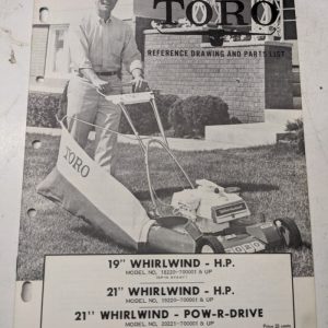 Toro Parts Catalog List Book Manual Reference Drawing 19 21 Pow-R-Drive Hp 20221