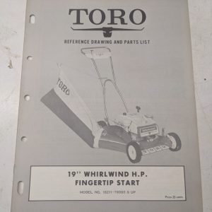 Toro Parts Catalog List Book Manual Reference Drawing 19” Whirlwind Hp 18211