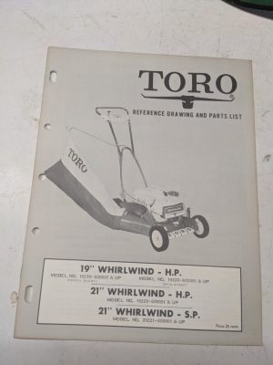 Toro Parts Catalog List Manual Reference Drawing 19 21” Whirlwind Hp Sp 20221