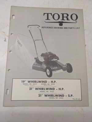 Toro Parts Catalog List Manual Reference Drawing 19 21” Whirlwind Hp Sp 20223