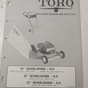 Toro Parts Catalog List Manual Reference Drawing 19 21” Whirlwind Hp Sp 20120 5