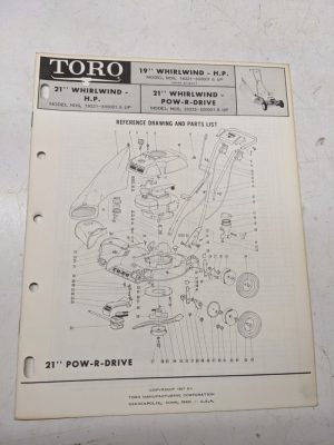 Toro Parts Catalog List Book Manual Reference Drawing 19 21” Pow-R-Drive 18221