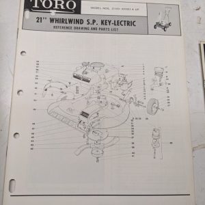 Toro Parts Catalog List Manual Reference Drawing 19” Whirlwind Sp Keyelectric