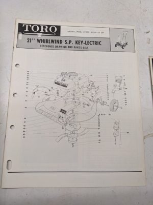 Toro Parts Catalog List Manual Reference Drawing 19” Whirlwind Sp Keyelectric