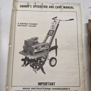 Wheeler Owners Operation Care Manual 3 Hp Rotary Tiller Parts List Book Catalog