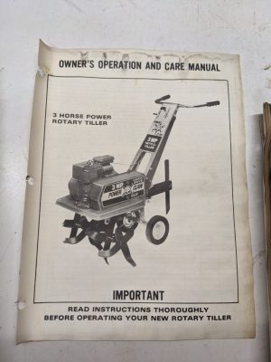 Wheeler Owners Operation Care Manual 3 Hp Rotary Tiller Parts List Book Catalog