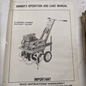Wheeler Owners Operation Care Manual 5 Hp Rotary Tiller Parts List Book Catalog