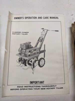 Wheeler Owners Operation Care Manual 5 Hp Rotary Tiller Parts List Book Catalog