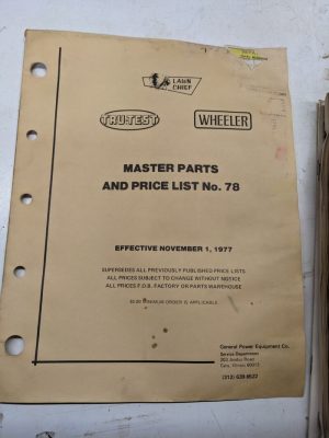 Wheeler Tru Test Lawn Chief Master Parts & Price List No 78 1977