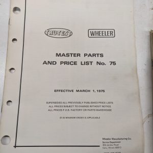 Wheeler Tru Test Master Parts & Price List No 75 1975