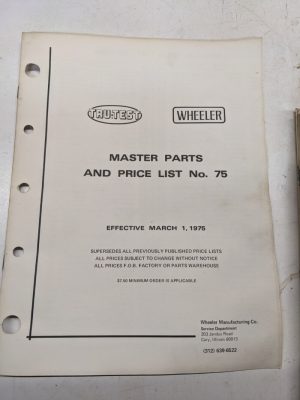 Wheeler Tru Test Master Parts & Price List No 75 1975