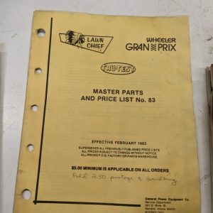 Wheeler Tru Test Lawn Chief Master Parts & Price List No 83 1983