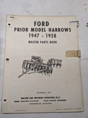 Ford Prior Model Harrows 1947-1958 Master Parts Book List Catalog Manual 1965