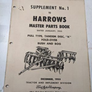 Ford Supplement No 1 Harrows Master Parts List 1955 Tractor Implement Manual
