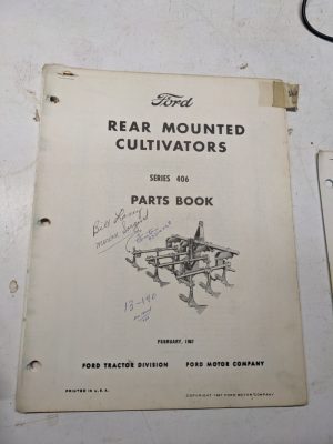 Ford Tractor Rear Mounted Cultivator Parts Book Catalog Manual 406 Series 1967
