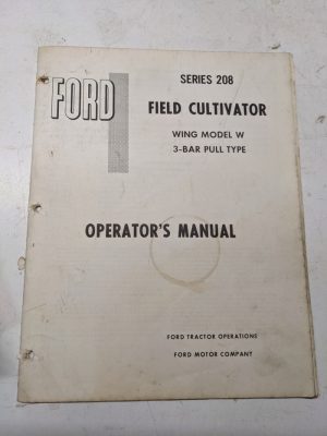 Ford Field Cultivator Operator Owner Part List Manual Wing Model W 3Bar 1985 208