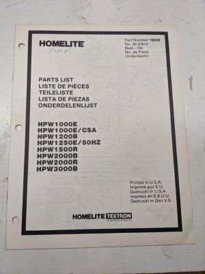 Homelite Parts List Book Manual Pump Hpw1000 1200 1250 1500 2000 3000 E B R