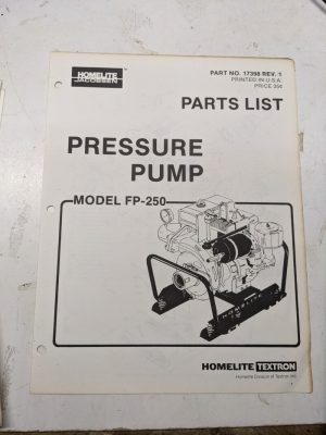 Homelite Parts List Book Manual Catalog Pressure Pump Fp-250