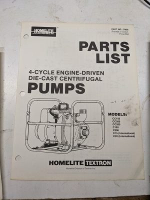 Homelite Parts List Book Manual Catalog Centrifugal Pump Cc 150 200 205