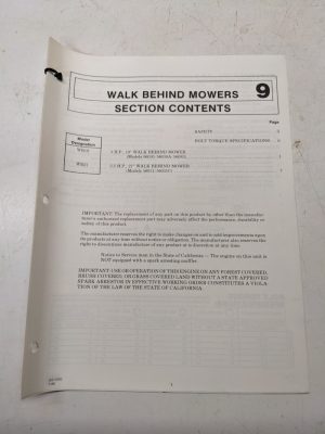 Gilson Operator Owner Manual Service Setup Mower 56030 A 53083 56031 C 1986