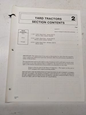 Gilson Operator Owner Manual Service Setup Yard Tractor 52083 52084 A B 52098