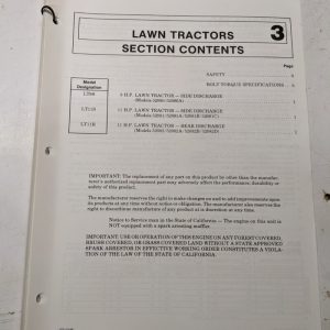 Gilson Operator Owner Manual Service Yard Tractor 52080 52081 52082 A B C D
