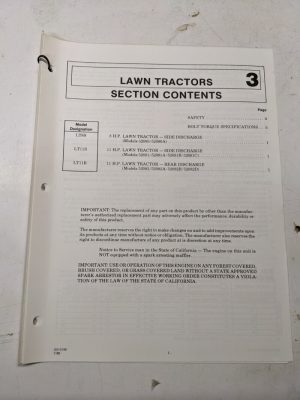 Gilson Operator Owner Manual Service Yard Tractor 52080 52081 52082 A B C D