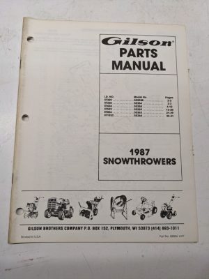 Gilson Parts Manual List Book Catalog 1987 Snowthrowers St 320 624 522 826 1032