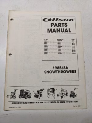 Gilson Parts Manual List Book Catalog 1985 1986 Snowthrowers St 320 422 524