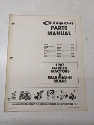 Gilson Parts Manual List Book Catalog 1987 Garden Tractor Gt18 14 He Re 8 12