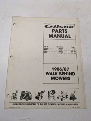 Gilson Parts Manual List Book Catalog 1985 1986 Walk Mower Wb Rb 20 21 Se