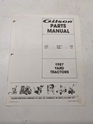Gilson Parts Manual List Book Catalog 1987 Yard Tractor Ty12.5 16