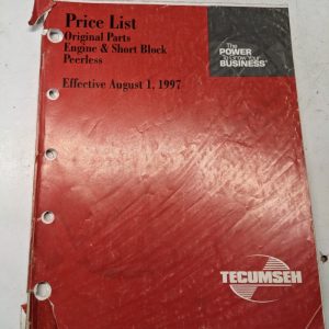 Tecumseh Engine Price List 1997 Repair Parts Short Block Peerless Book