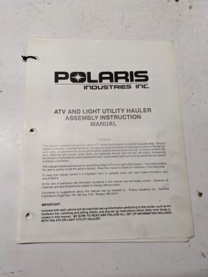 Polaris Atv Hauler Utv Assembly Instruction Manual 1996 Covers Many Models