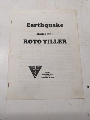 Earthquake Model 2020 Rototiller Front Tine Tnt 49Cc Operation Owner Manual