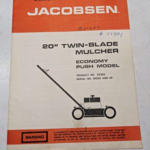 Jacobsen 20” Twin Blade Mulcher Push Mower 32164 Operator Manual Parts List Book