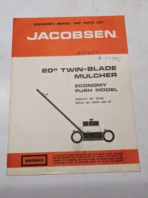 Jacobsen 20” Twin Blade Mulcher Push Mower 32164 Operator Manual Parts List Book