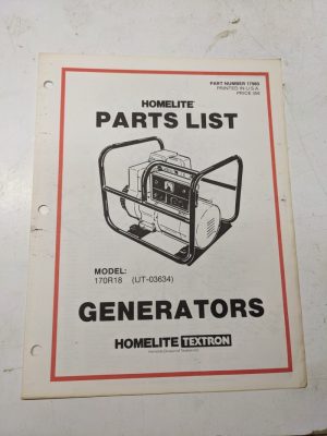 Homelite Parts List Book Catalog Manual Generators 170R18 Ut-03634 17927