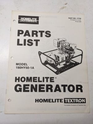 Homelite Parts List Book Catalog Manual Generators 190Hy50-1A 17732 Textron