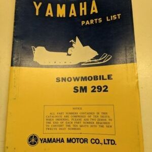 Original Yamaha Oem Parts List Book Model Sm 292 1972 853-60 Snowmobile Manual