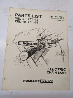 Homelite Illustrated Part List Catalog Manual Chain Saw Xel 8 10 12 14 17214