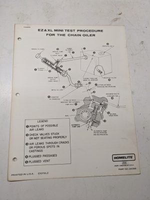 Homelite Mini Ez Xl Test Procedure For Chain Oiler 24398 E1072Lz Saw