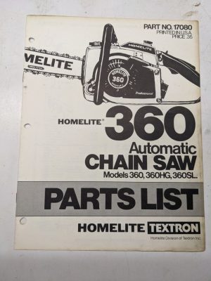 Homelite Illustrated Parts List Book Catalog Manual Chain Saws 360 Sl Hg 17080